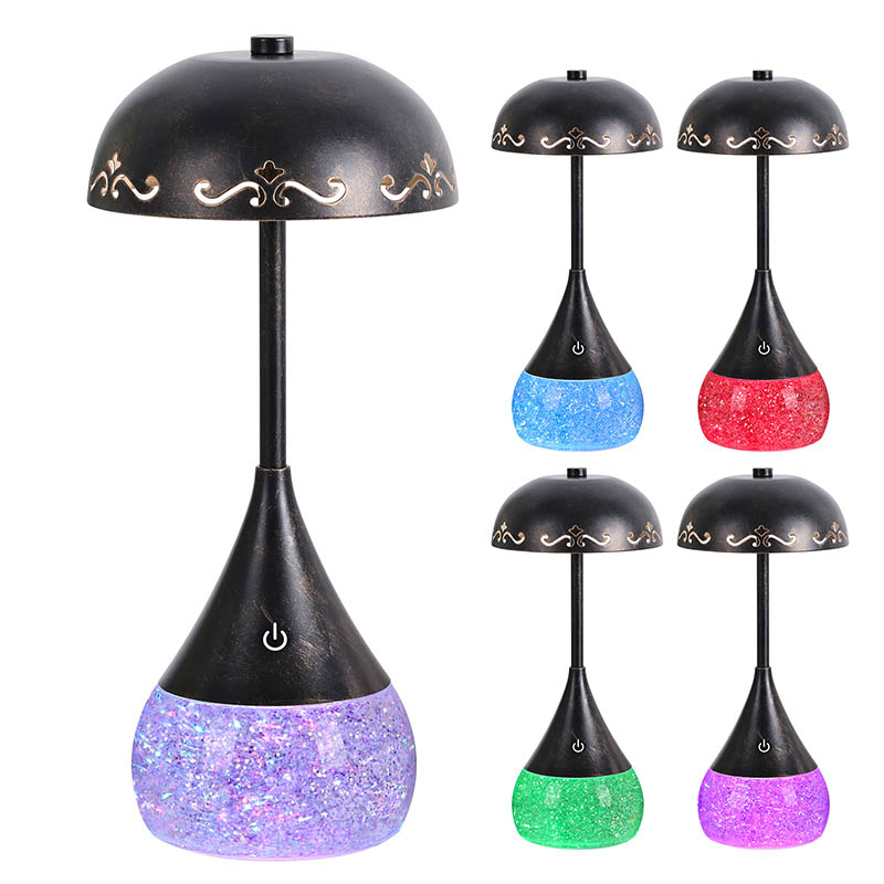 RGB Glitter şişesi LED Masa lambası kavisli kapak