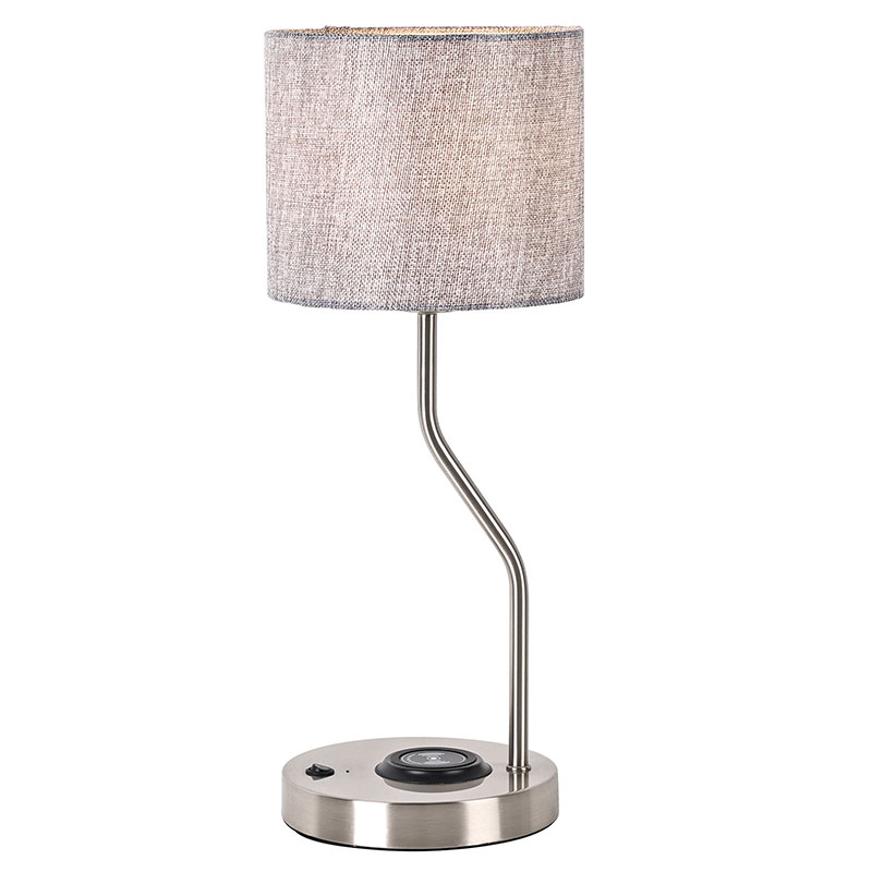 Kumaş gölgeli kablosuz telefon şarj cihazı masa lambası